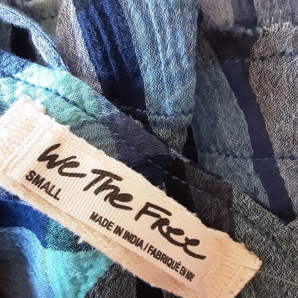 Free People We the Free Blue Plaid Cotton Cami Sleeveless Top Size Small - Picture 13 of 16